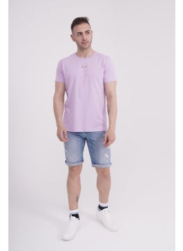 The Socks Company Skateboard Embroidered Crew Neck Lilac Unisex T-Shirt  - Image 5