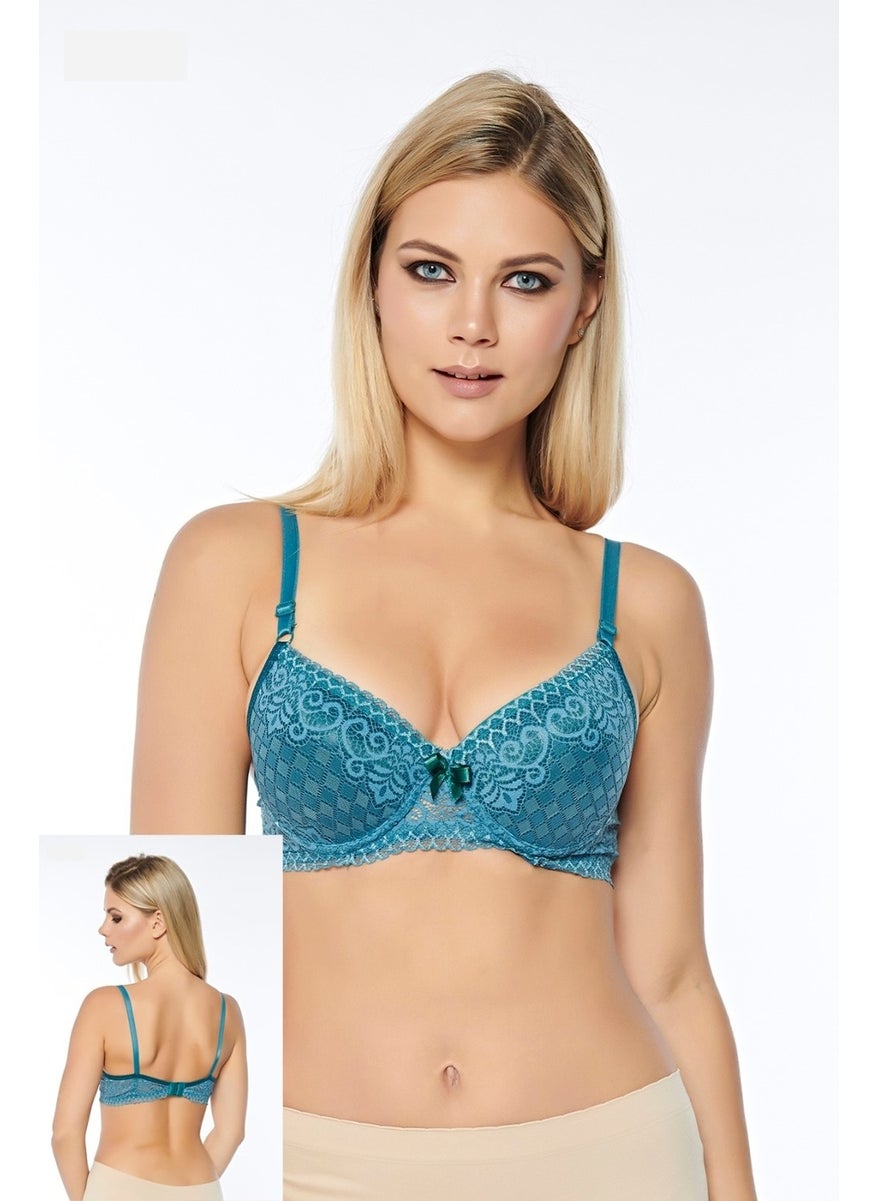 Dökmetaş - Cast Stone Lace Padded Comfortable Bra with Fixed Straps 4001 - Image 1