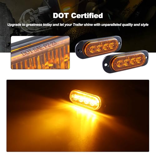 XtraGlow 3.4 Inch Trailer Marker Lights Amber LED Clearance Side Marker with Durable Aluminum Housing Surface Mount Design IP67 Waterproof for Pickup Truck Tractor Van RV Camper Motorhome 10Pcs - Image 2