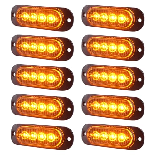 XtraGlow 3.4 Inch Trailer Marker Lights Amber LED Clearance Side Marker with Durable Aluminum Housing Surface Mount Design IP67 Waterproof for Pickup Truck Tractor Van RV Camper Motorhome 10Pcs - Image 1