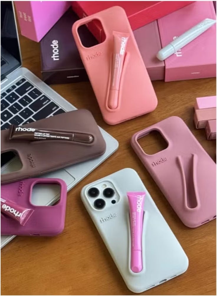 rhode iPhone 16 Pro Max Silicone Case Lip Holder for Cell Phone, Lip Gloss Adhesive Sleeve for Phone, Lip Holder Stick-on Phone Case, Back Stick On Holder for iPhone Phones (Light Pink) - Image 3