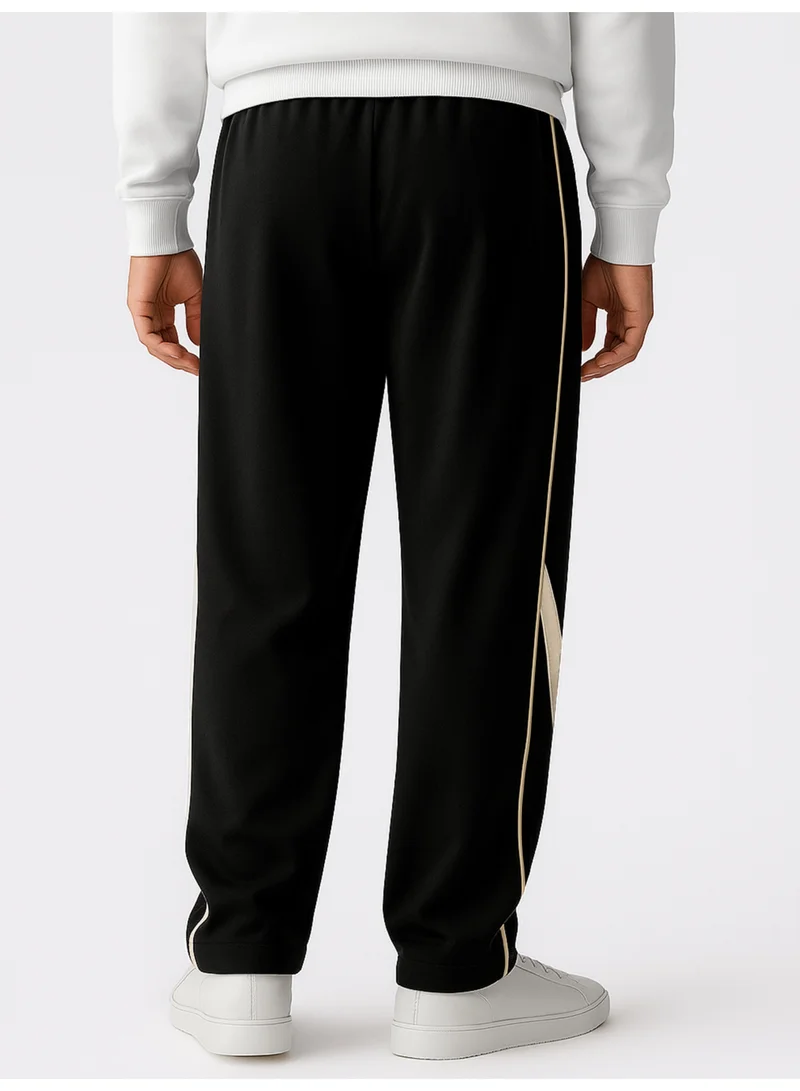 Maniac  Maniac Mens Piping Black and Biscuit Cotton Baggy Trackpant for Men | Best Price UAE
