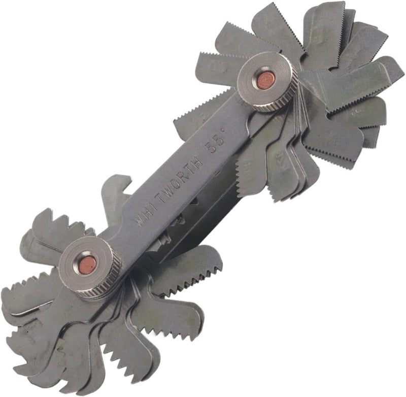 Thread Pitch Gauges Measure Tool Set, Screw Thread Pitch Measuring Tool 51Pcs America SAE Type, Stainless Steel Screw Thread Pitch Cutting Gauge Tool Set Pipe Thread Gauge (Metric + Imperial (52pc)) - Image 1