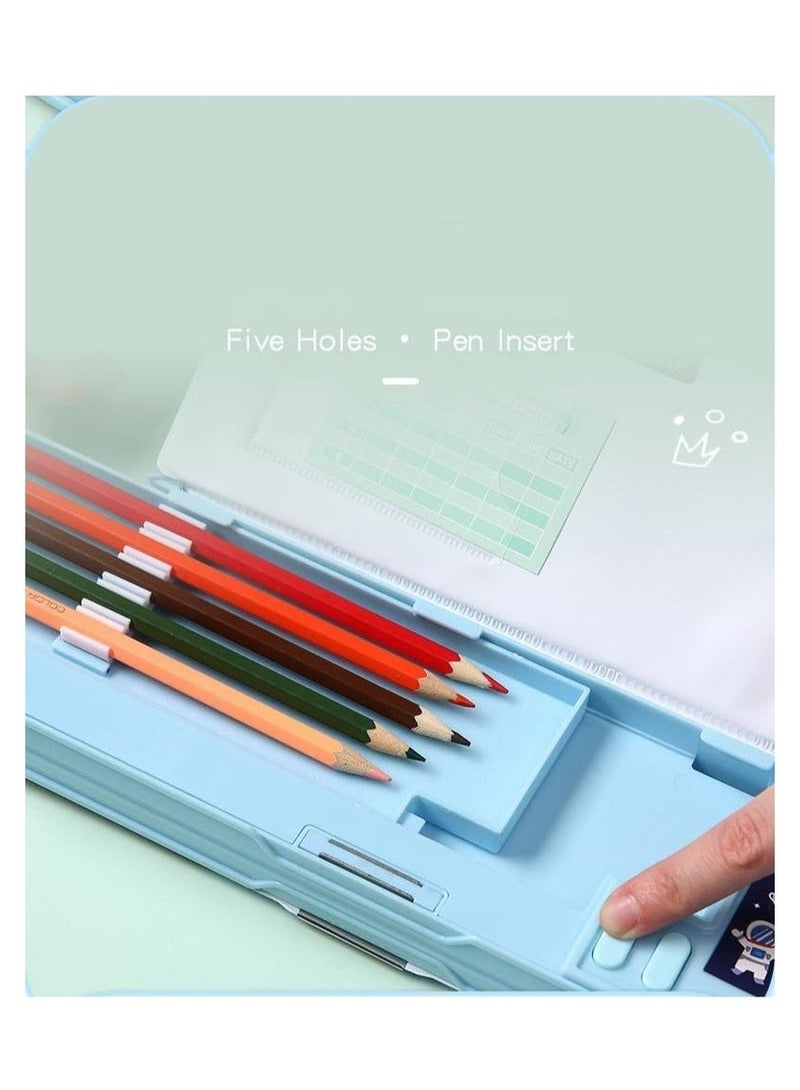 Pop Up Multifunction Pencil Case for Kids, with Calculator Sharpener Cute School Supplies Multifunction Stationery Organizer Space Gift for Kids Teens Black - Image 4