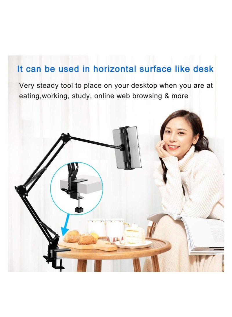 Tablet Stand Adjustable,Foldable Tablet Stand for Bed,Aluminum Universal Flexible Tablet Holder with 360 Degree Rotation for iPad/iPhoneX/iPad Pro/N-Switch,or Other 4.5~12.9 Inches Devices (Black) - Image 2