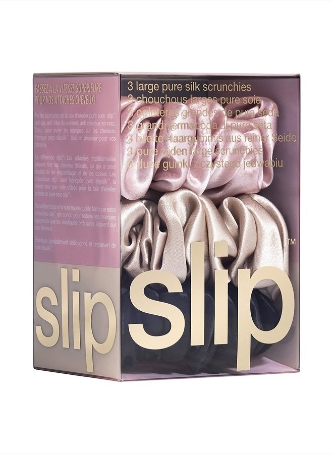 SLIP Women's Set of 3 Large Silk Scrunchies, Multi, 3 Count - Image 3