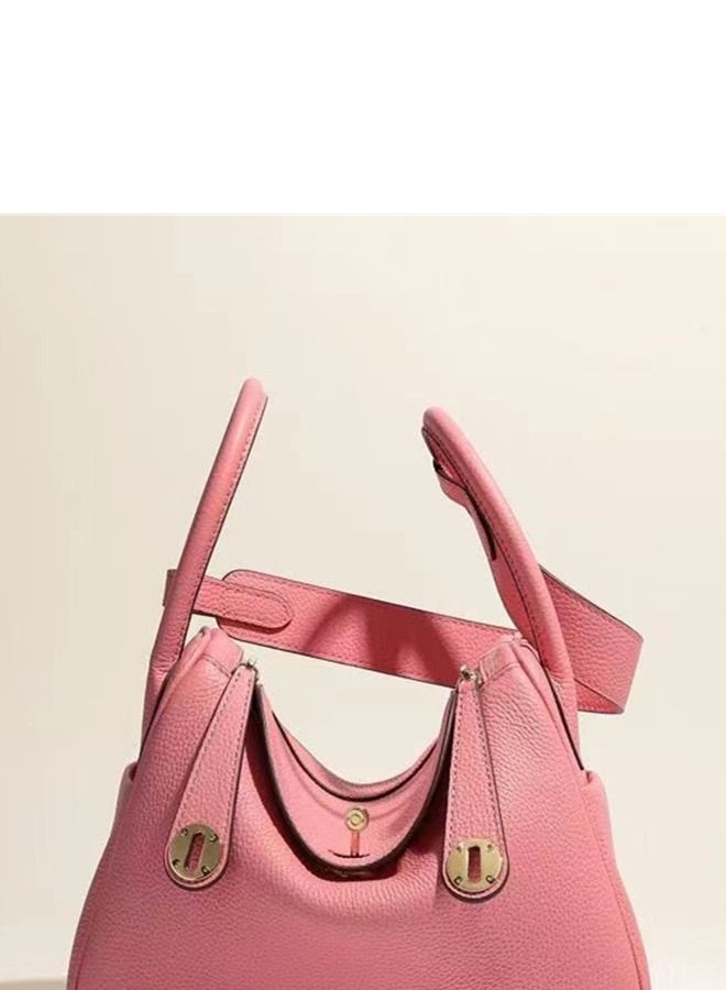 Loquat Leather One-Shoulder Portable Pillow Bag Pink  - Image 2