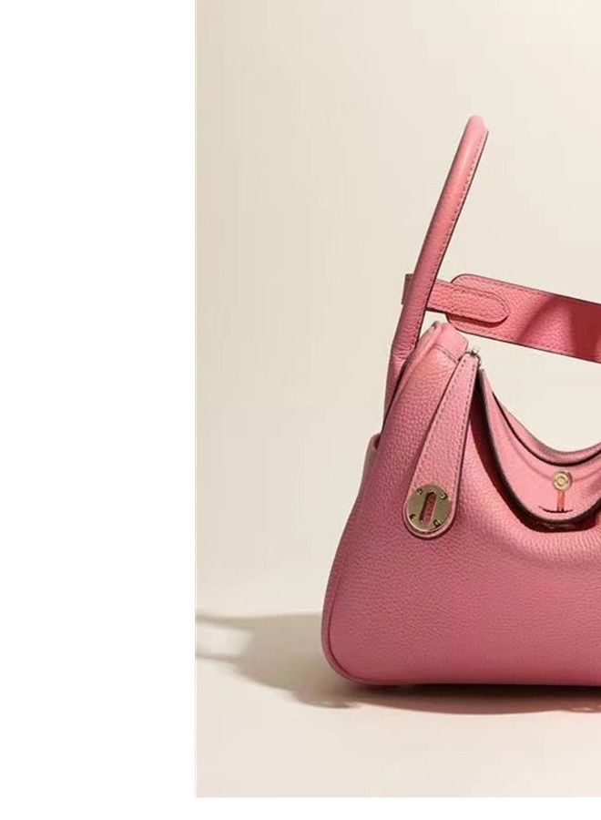 Loquat Leather One-Shoulder Portable Pillow Bag Pink  - Image 3