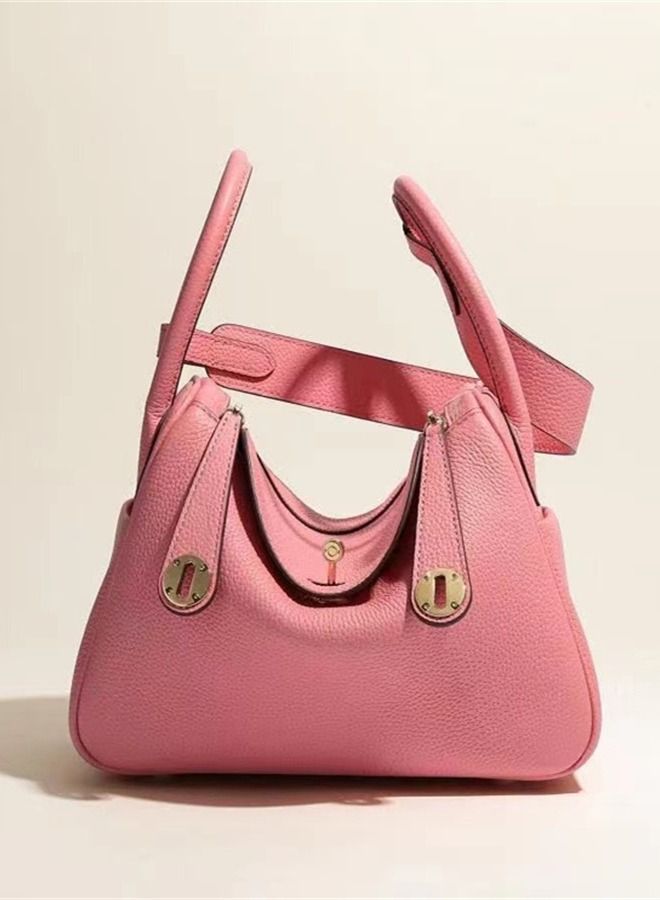 Loquat Leather One-Shoulder Portable Pillow Bag Pink  - Image 1