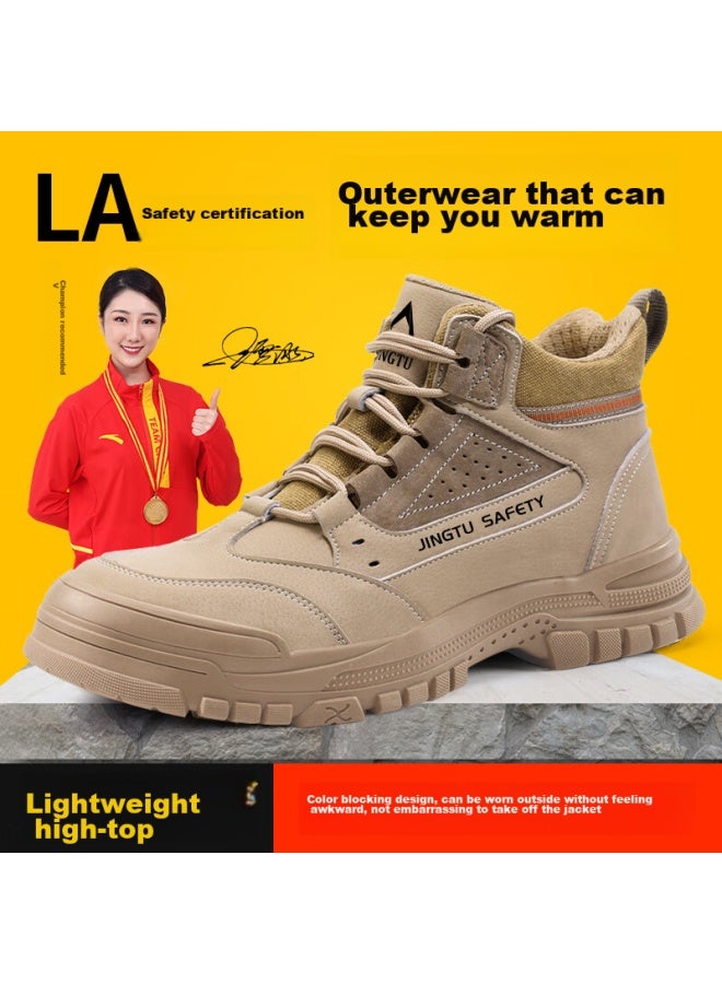 Jingtu Jingtu Safety Shoes For Men, High-top, Steel Toe Cap, Puncture-resistant, Wear-resistant, Safety Work Functional Shoes E3086-j 43  - Image 1