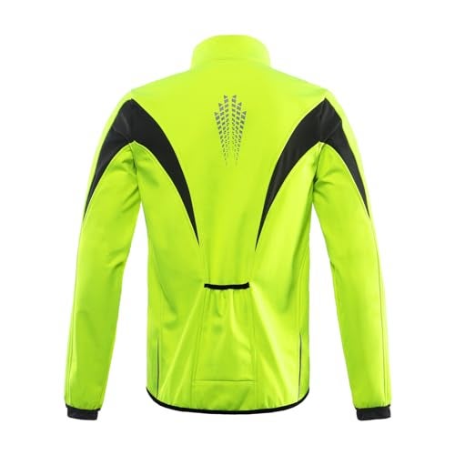ARSUXEO Winter Warm UP Thermal Softshell Cycling Jacket Windproof Waterproof Bicycle Mountain Bike Clothes 15-K Green Size Small - Image 2
