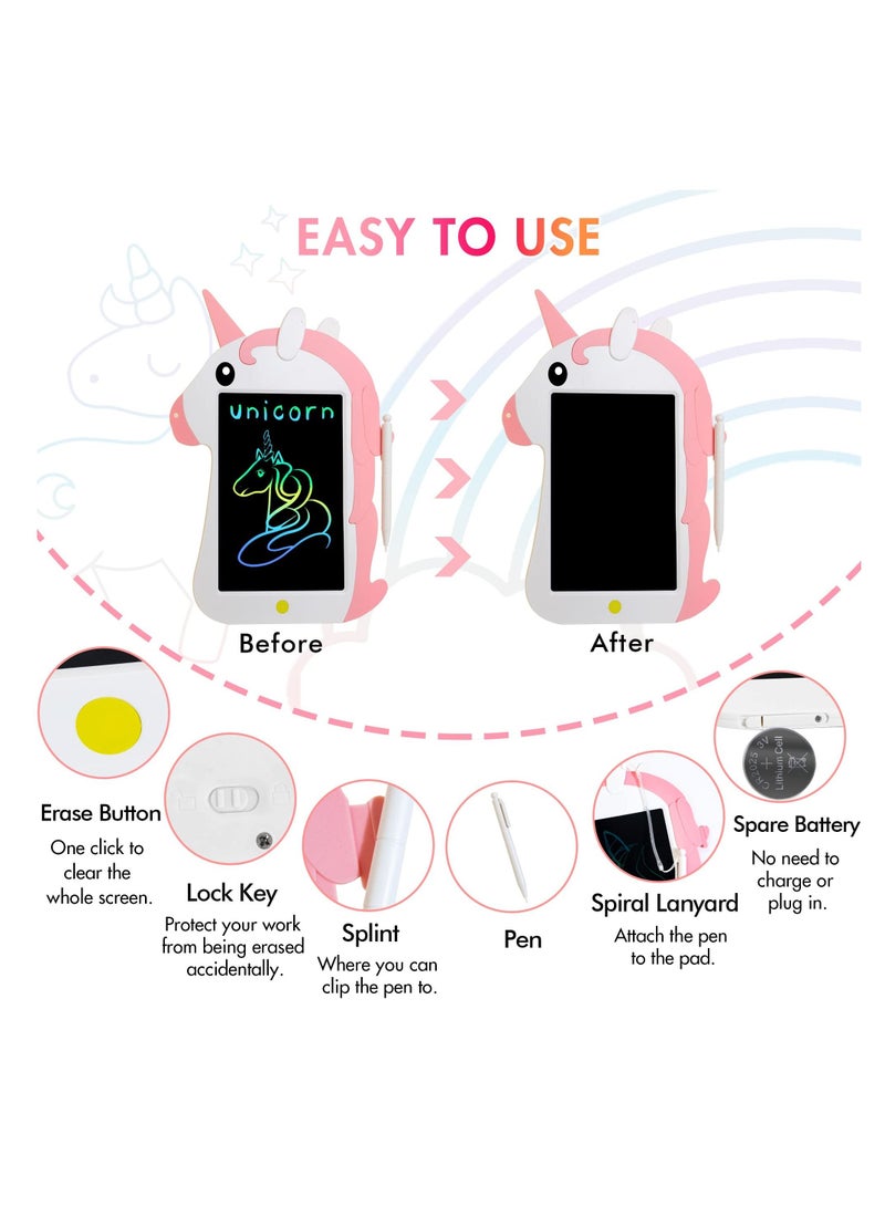 SYOSI Unicorn LCD Writing Tablet for Kids 8.5 Inch Doodle Scribbler Pad with Stylus,Painting Board, Magic Board, Birthday Gifts, Drawing Board Educational Toys for 3+ Years Old - Image 3