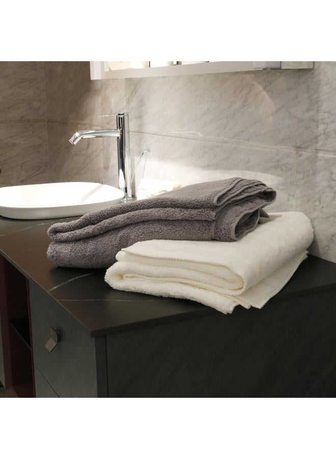 WarmSnow Large Bath Towel Sheets 31 x 62 inches, Set of 2 Durable Bath Sheet, 100% Cotton Soft, Highly Absorbent Towels for Bathroom (Ivory & Grey)  - Image 3