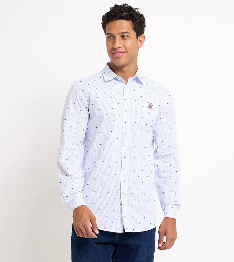 Slim Fit Print Full Sleeves Casual Shirt