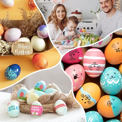 YunKo بيض مزيف خشبي 6 قطع بني لتزيين الحرف اليدوية - Image 4