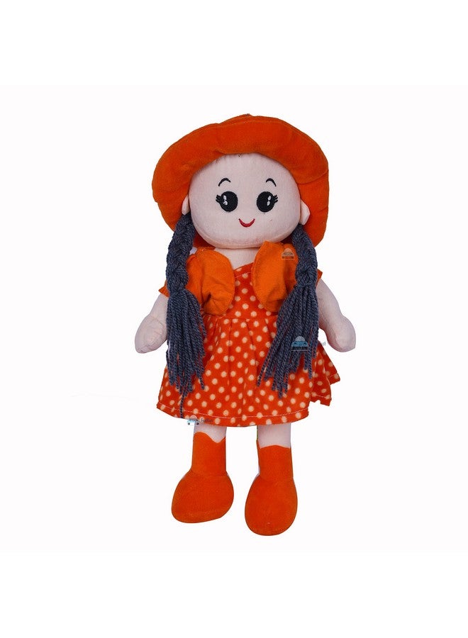 FunBlast Soft Doll for Girls - Doll Soft Toys for Girls, Soft Doll Set with Embroidered Face for Girls, Boys, Children (Orange Color)-40 CM - Image 1