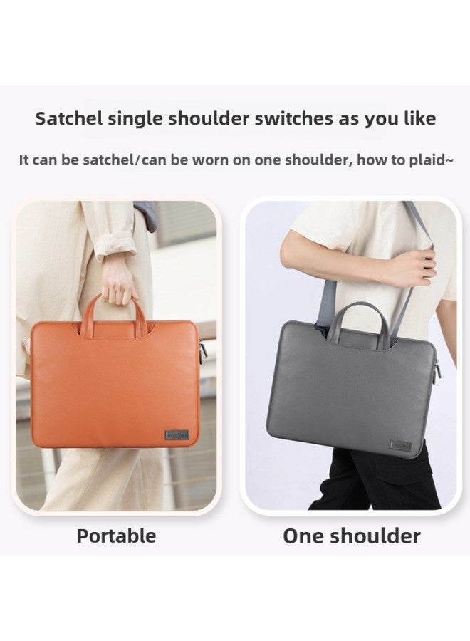 Macbook Computer Bag Suitable For Apple Huawei Handbag 15 Laptop Leather Business M3 Inner Bag-Color:Black Bag + Shoulder Strap + Accessory Bag-Applicable Model:15 Inches  - Image 4