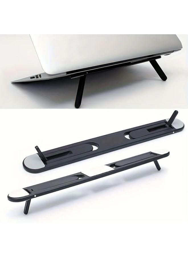 Ergonomic Laptop Stand Adjustable Aluminum Foldable Portable Cooling Base Black - Image 2