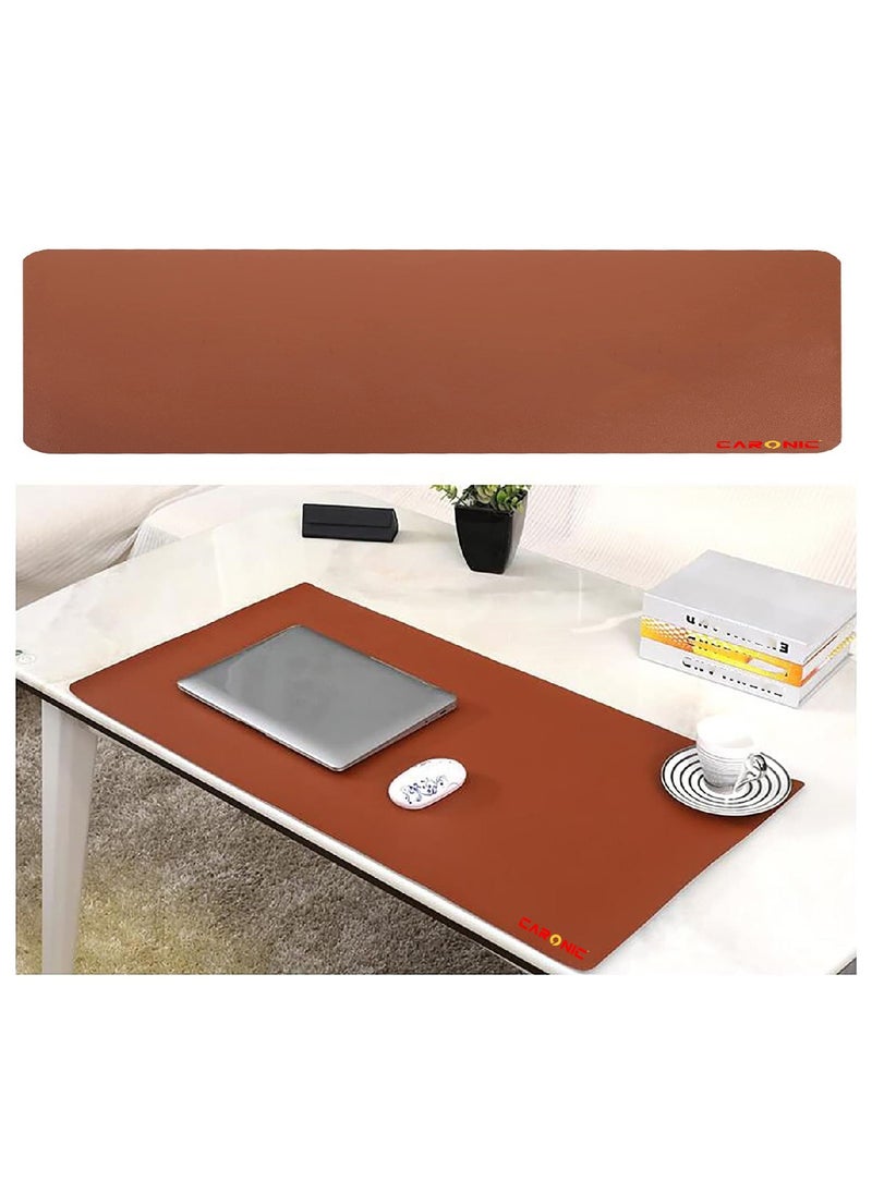 CARONIC Extended Gaming Mouse Pad with Stitched Edges Durable Non-Slip Natural Rubber Base  Waterproof Computer Keyboard Pad Mat For Esports Pros Gamer Desktop Office Home Brown  - Image 4