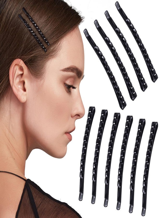 OIIKI 12 Pcs Black Rhinestone Bobby Pins, Shiny Crystal Diamond Hair Pins for Women, Metal Hair Barrettes Hairpins, Decorative Hair Accessories for Daily Use or Parties - Image 1