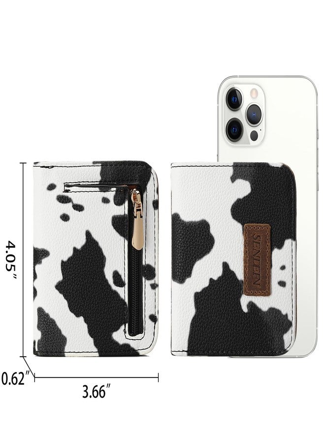 SENDEFN Slim Wallet for Women Bifold Small Leather Zipper Pocket Wallet, RFID Blocking Card Holder with ID Window - Image 3