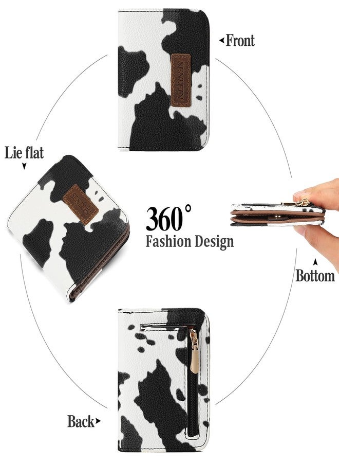 SENDEFN Slim Wallet for Women Bifold Small Leather Zipper Pocket Wallet, RFID Blocking Card Holder with ID Window - Image 4