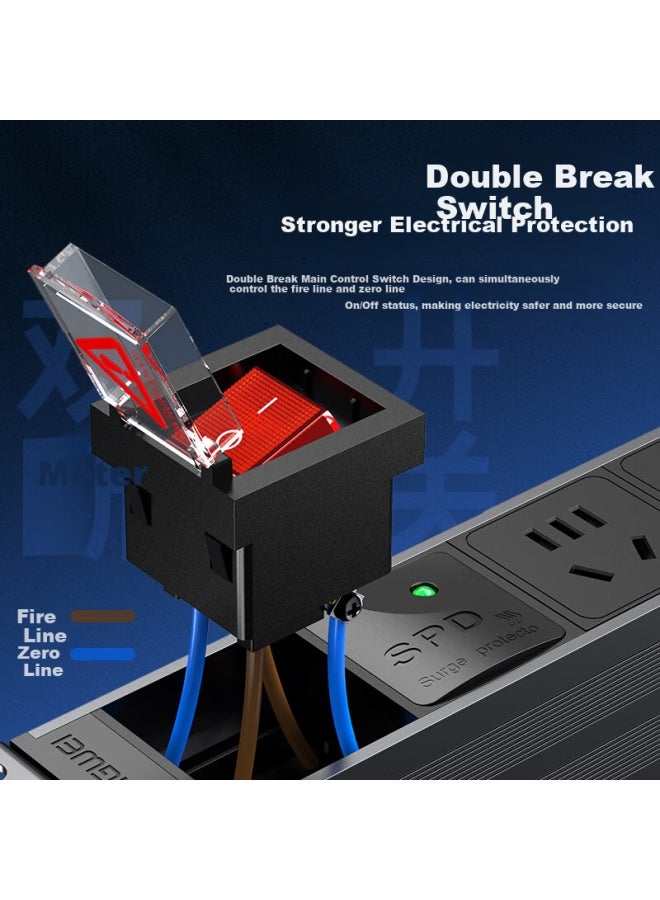 Shengwei Pdu Cabinet Socket, 8-outlet 10a Master Control Lightning Protection, National Standard, For Engineering Rooms And Cabinets, Multi-functional Socket, Power Strip, Xp10a-308sd - Image 3