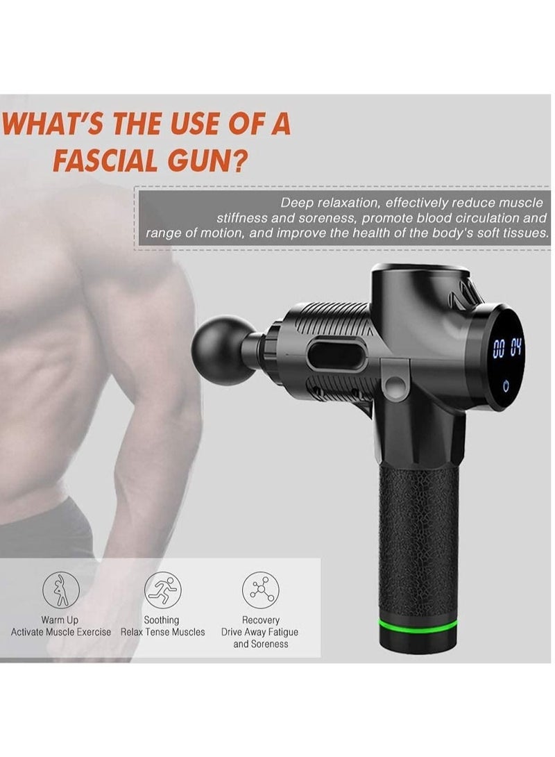 Massage Gun Muscle Massager, Deep Tissue Percussion Massager, 6 Heads, 30 Speeds Adjustable, Professional Handheld Electric Body Massager Sports Drill, LED Display, Carrying Case Black - Image 2