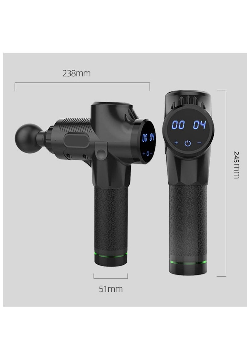 Massage Gun Muscle Massager, Deep Tissue Percussion Massager, 6 Heads, 30 Speeds Adjustable, Professional Handheld Electric Body Massager Sports Drill, LED Display, Carrying Case Black - Image 5