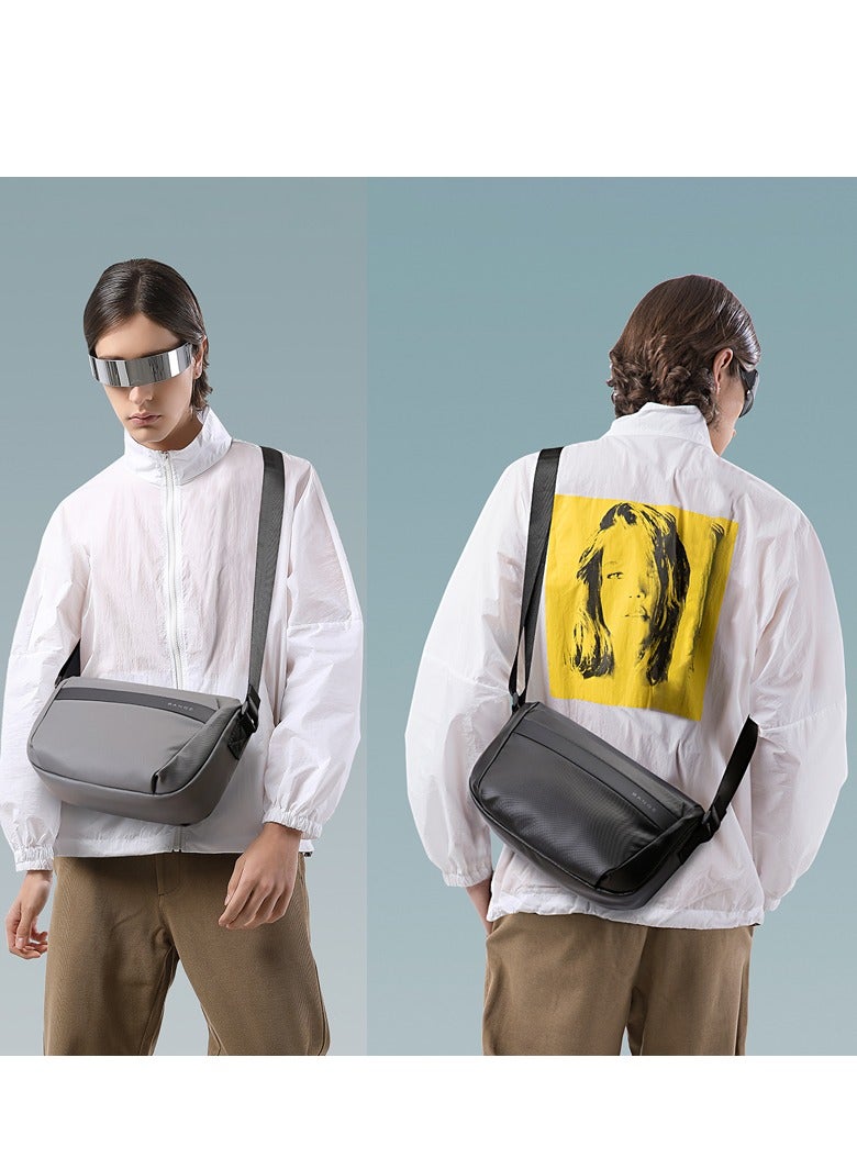 BANGE BANGE Men Crossbody Bag Waterproof Simple Business Bag (Grey)  - Image 5