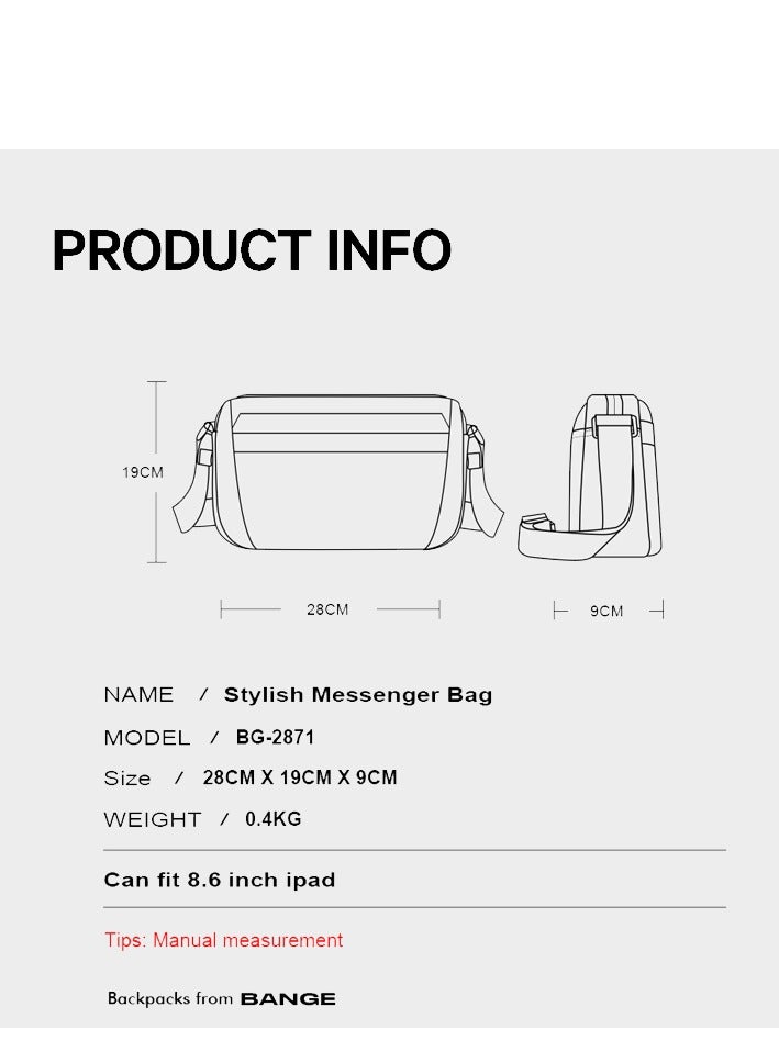 BANGE BANGE Men Crossbody Bag Waterproof Simple Business Bag (Grey)  - Image 3