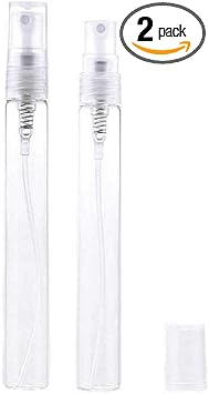 CMJ 2 x 10ml CLEAR Glass Spray Bottles Atomiser Travel Perfume Liquid Aftershave UK
