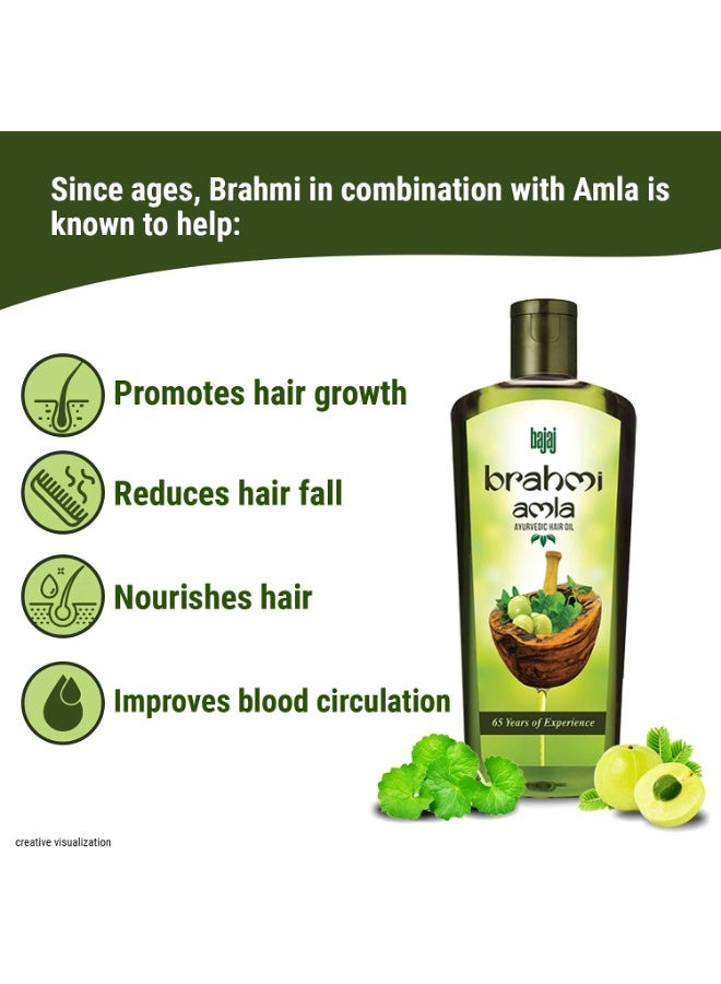 Bajaj Brahmi Amla Hair Oil, Ayurvedic Hair Oil, Reduces Hair Fall, 300ml - Image 4
