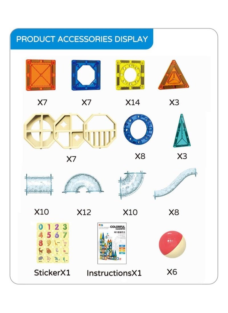 Magnetic Building Tiles - 97 Pcs Set of Vibrant 3D Blocks, Encourages Creative Construction, Promotes Educational Brain Development, Stimulates Imagination, STEM Toy for Kids 3+ Years  - Image 3