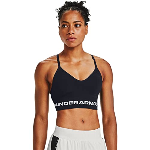 Under Armour Women's Seamless Low Impact Long Sports Bra , Black (001)/Halo Gray , X-Small - Image 2