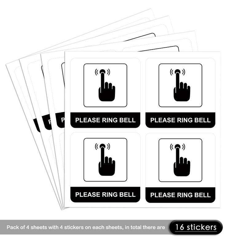 dealzEpic dealzEpic - Please Ring Bell Sign Stickers - Self Adhesive Peel and Stick Decals - 5x5cm  - Image 2