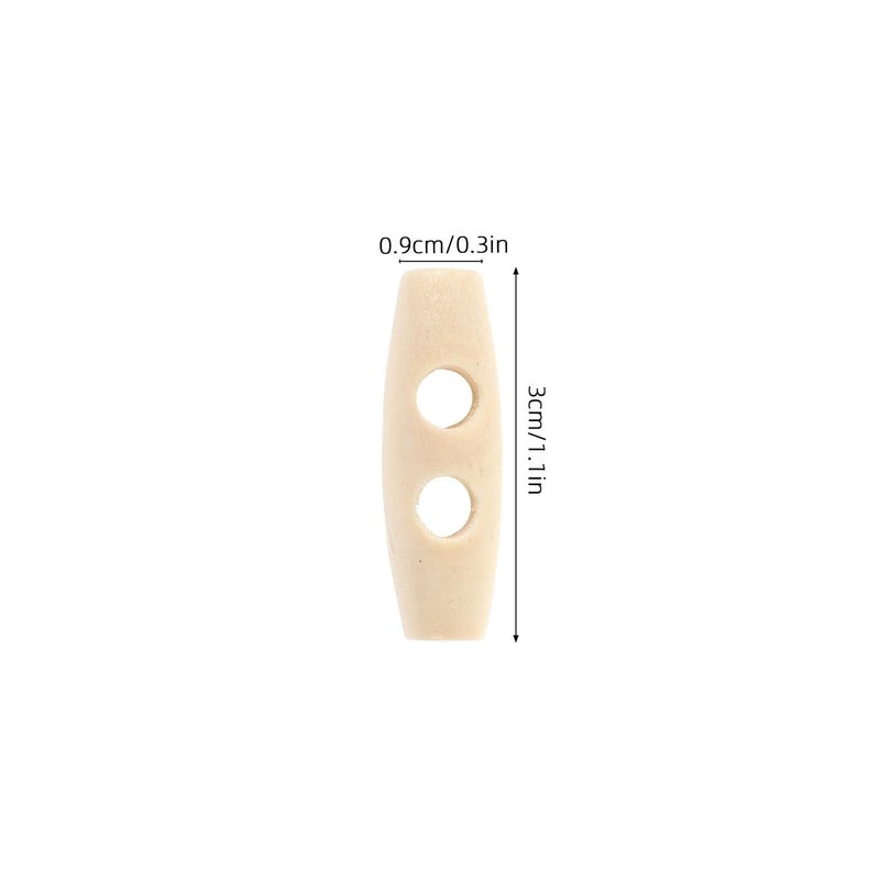 Balacoo 50pcs Wooden Toggle Buttons Two Hole Olive Shape For Sweaters And Overcoats Sewing Craft Accessories - Image 3