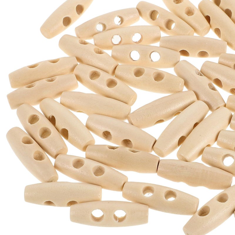 Balacoo 50pcs Wooden Toggle Buttons Two Hole Olive Shape For Sweaters And Overcoats Sewing Craft Accessories - Image 4