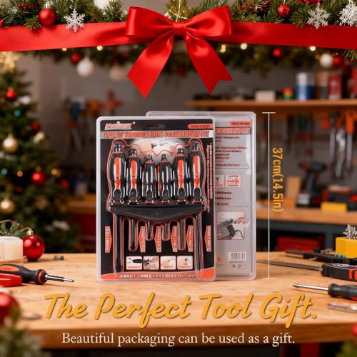 HORUSDY 6-Pieces Magnetic Screwdriver Set, 3 Phillips and 3 Flat Head Tips Screwdriver for Fastening, Chiselling and Loosening Seized Screws (New Screwdriver Set) - Image 2