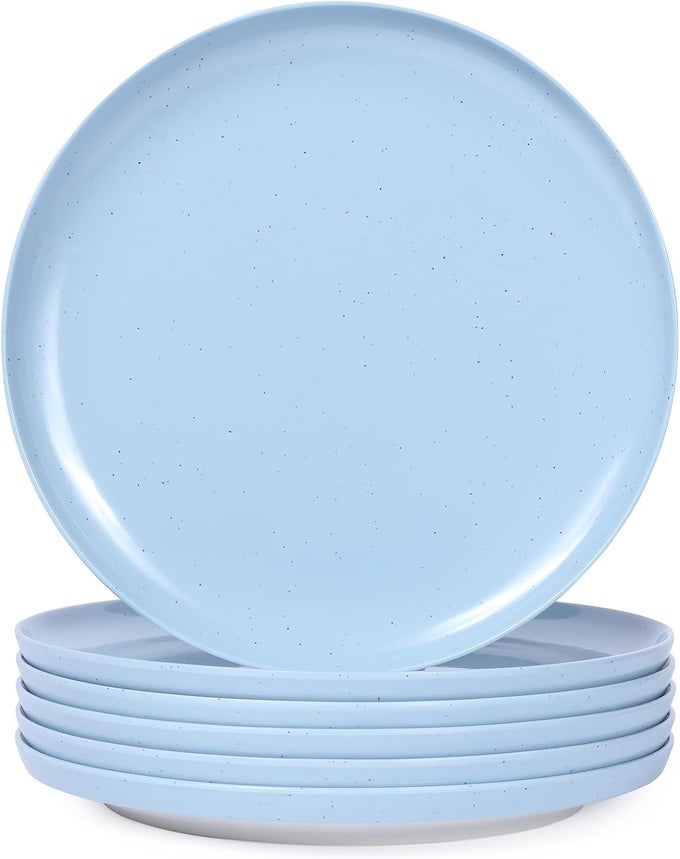 1025 MELAMINE DINNER PLATES SET OF 6 DURABLE SERVING DISHES PERFECT FOR KITCHEN OUTDOOR USE DISHWASHER SAFESCRATCH RESISTANTBLUE BEIGE