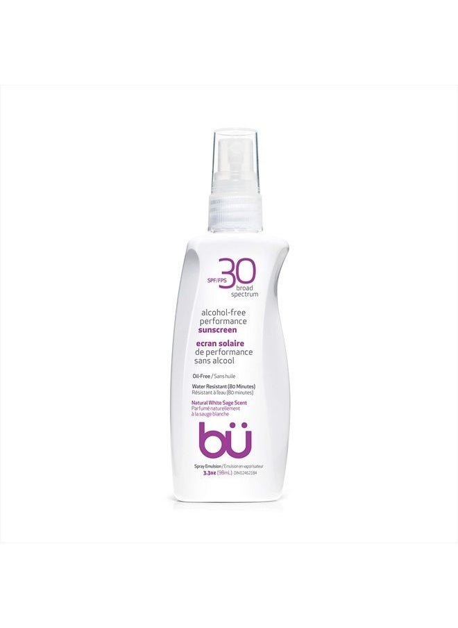 Bu - SPF 30 Ultrafine WOWmist Sunscreen Spray - Clear, Non Greasy, Non Toxic, Non Comedogenic. Sweat & Water-Resistant. Travel, Sport, Sensitive Skin (White Sage, 3.3 oz) - Image 1