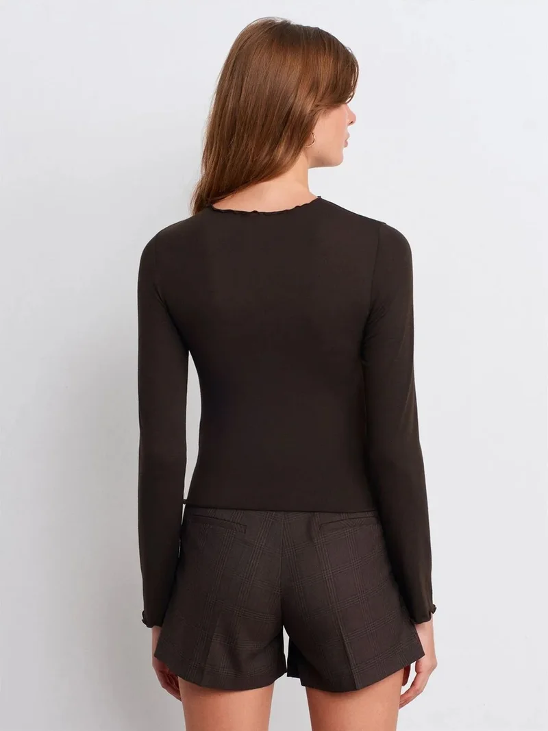 ديلفين Dilvin Slim Fit Long Sleeve Jersey Blouse