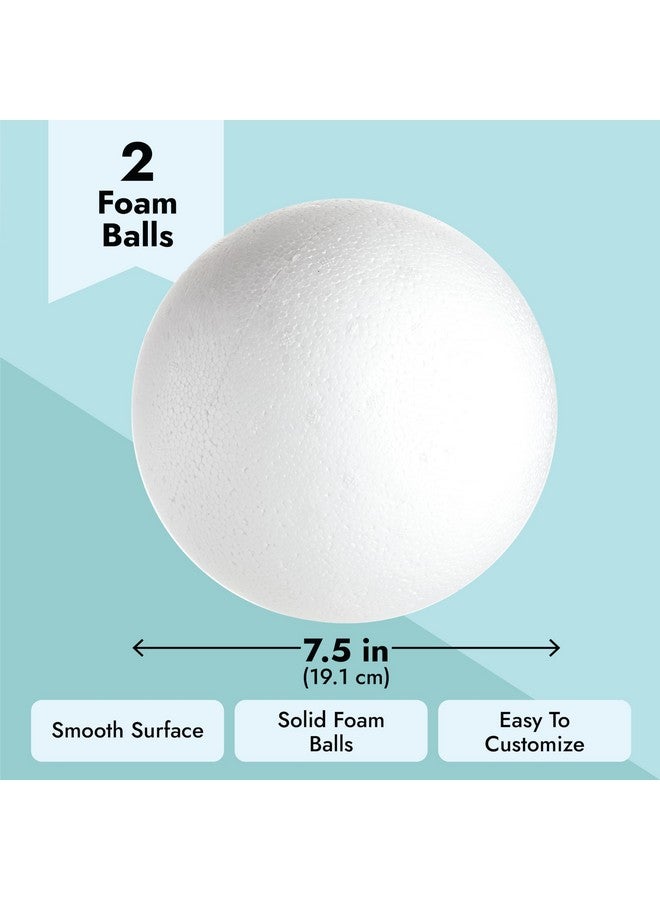 Juvale 2 Pack Large Foam Balls for Crafts, 7.5 Inch Solid Polystyrene Spheres for DIY Projects, Flower Centerpieces (White) - Image 4