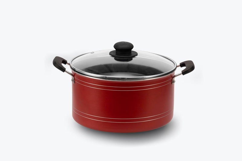 MINOLTA Storm NonStick Aluminium Biryani Pot Durable EasytoClean Ideal for Perfectly Cooked Biryani with Advanced Heat Distribution for Ultimate Flavor Red 25L - Image 1