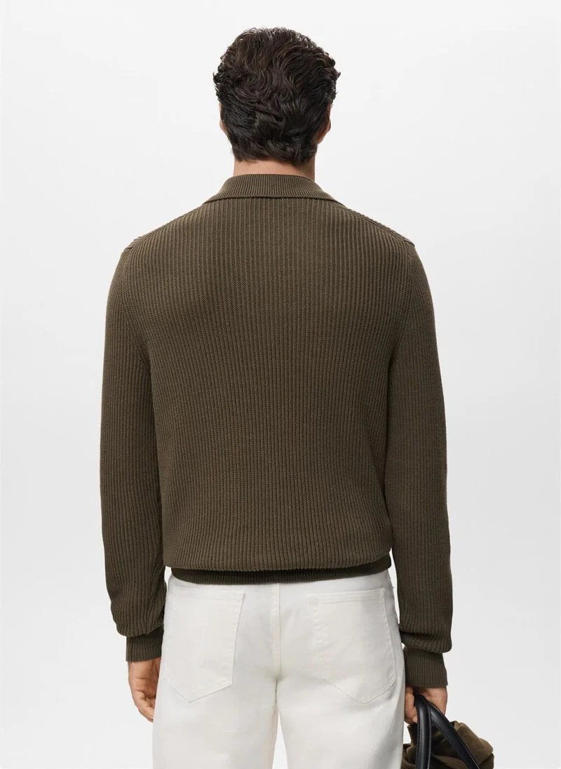 مانجو مان Structured cotton polo sweater