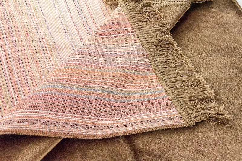 İhvan Luxury Plain Patternless Velvet Velor Prayer Rug Light Brown