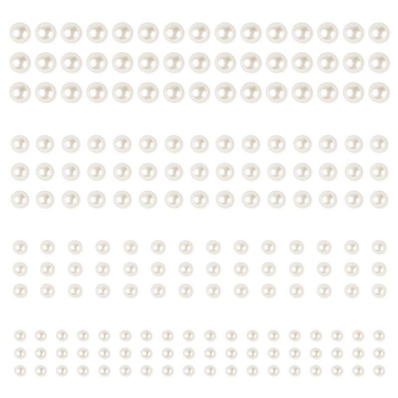 ملصقات لؤلؤ ذاتية اللصق من فيكلون 990 قطعة 6 أوراق لؤلؤ أبيض ذاتي اللصق لأعمال الحرف اليدوية والمجوهرات والملابس والمكياج والمهرجانات والكرنفالات 3مم 4مم 5مم 6مم