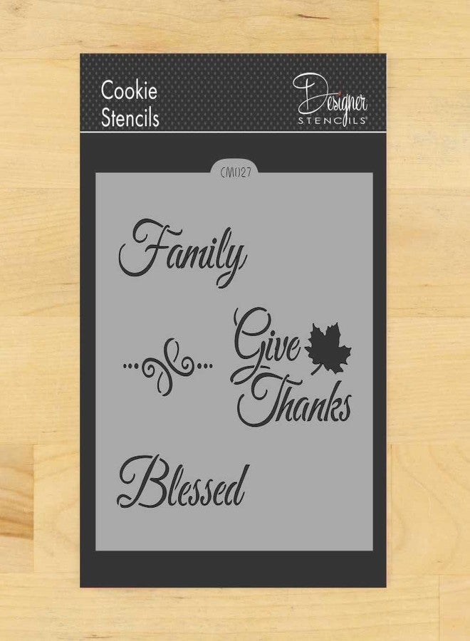 ديزاينر ستينسلز قالب تزيين الكعك والحرف اليدوية "أعطِ الشكر" CM027 من تصميم Designer Stencils - Image 1