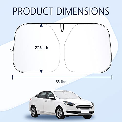 Aokdom 240T Thickened Automotive Glass Sunshade and Comes with Storage Bag,Keep Car Interior Cool,Windshield Sun Shade Fit for Small Cars(M(55.12 * 27.6 inch) - Image 2
