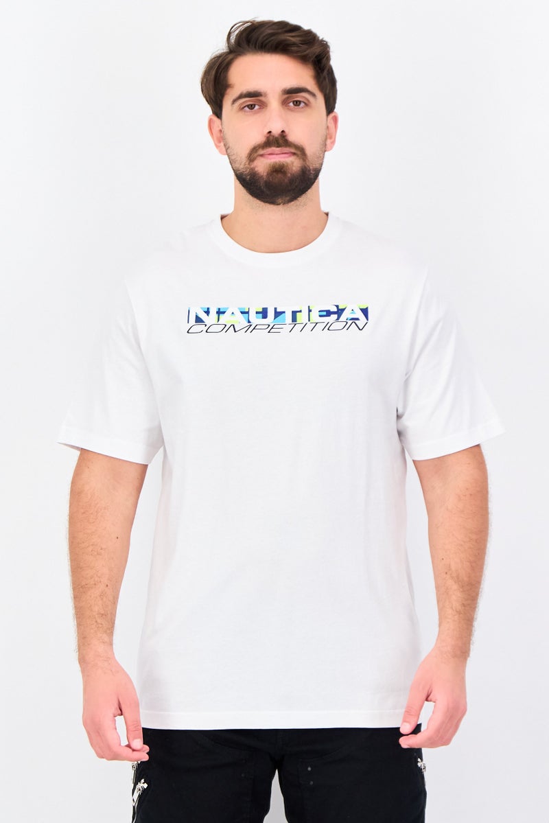 NAUTICA Men Crew Neck Short Sleeve Graphic Print T-Shirt, White - Image 1